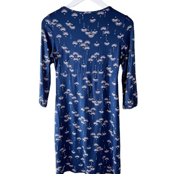 Boden Navy Floral Print scoop neck jersey dress 8 - Picture 4 of 6